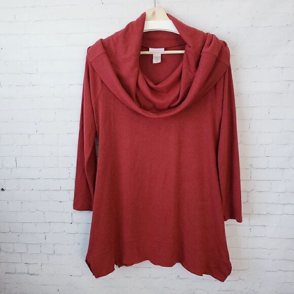 Soft Surroundings Cowl Neck Knitted Tunic Top Size S Rust Red - Picture 1 of 5